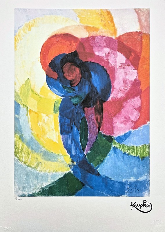 FRANTIŠEK KUPKA – Red and blue disks – signed, numbered 118/350, 50×70 cm
