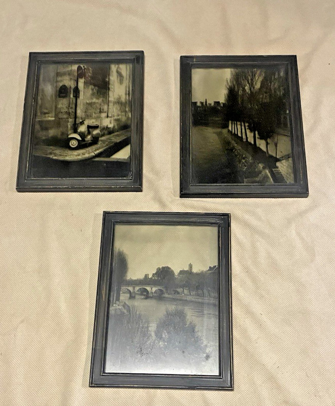 Lot of 3 Vintage FRAMED Art By Eric Kamp, Romm Art On GLASS See Pics