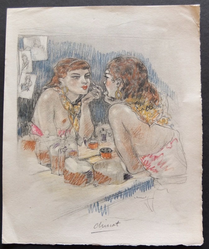 Edouard Chimot 1920’s Color Lithograph Print Signed In Pencil 11 1/8″ X 9″