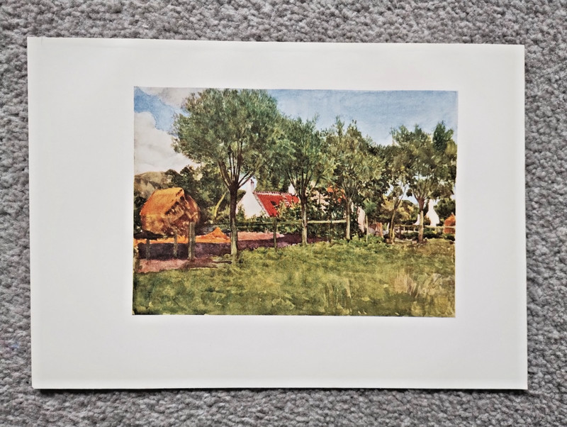 A Farmstead, Belgium – Antique Print – 1908