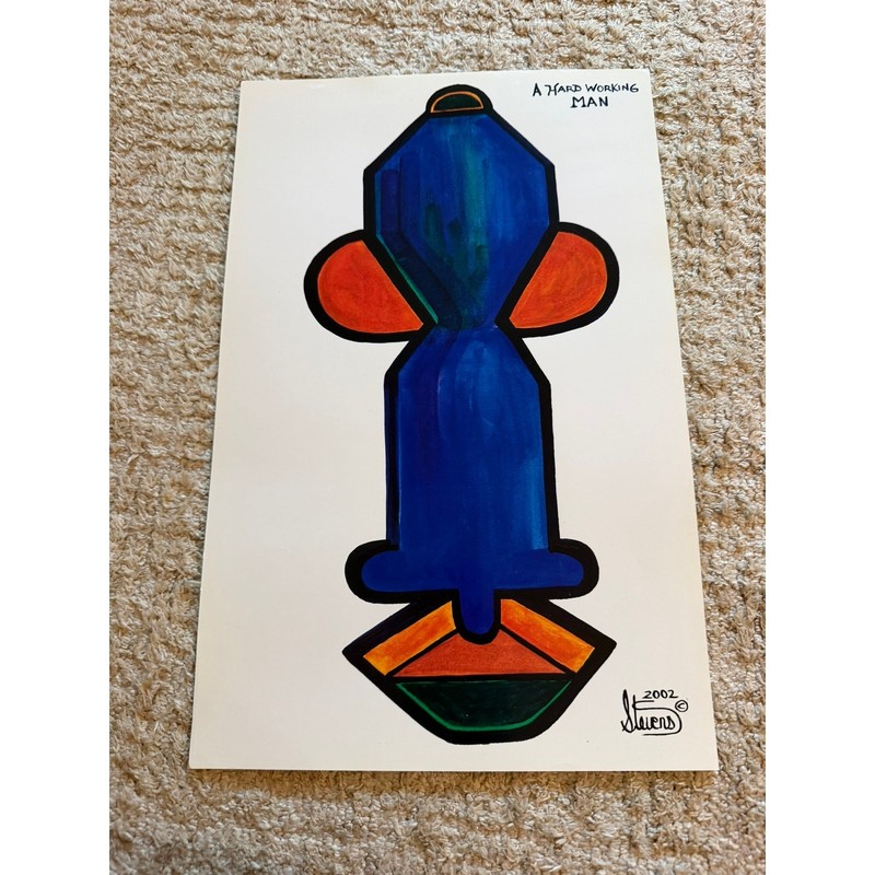 Larry Stevens 2002 Original Abstract Art Print A Hard Working Man