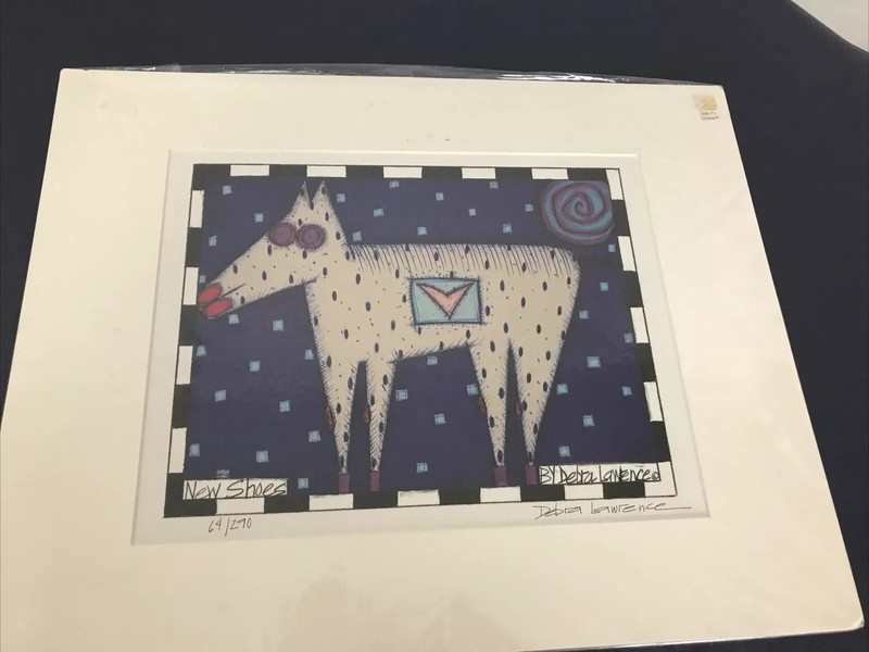 Debra Lawrence Signed Numbered Lithograph Spotted Dog Whimsical Modern Art Matte