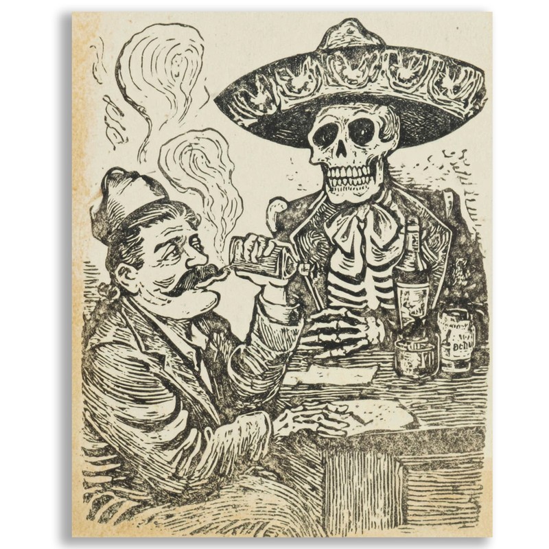 Day of the Dead Skeleton Wall Art Print 8x10 Mexican Folk Decor - 260401146 gallery
