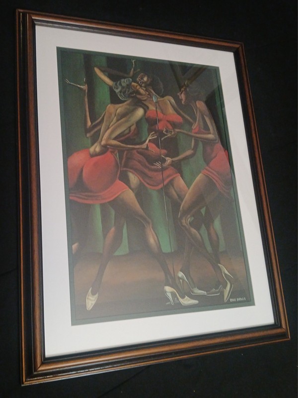 "SINGIN' SISTAHS" by Ernie Barnes Custom Framed Open Edition Print 18x24 gallery