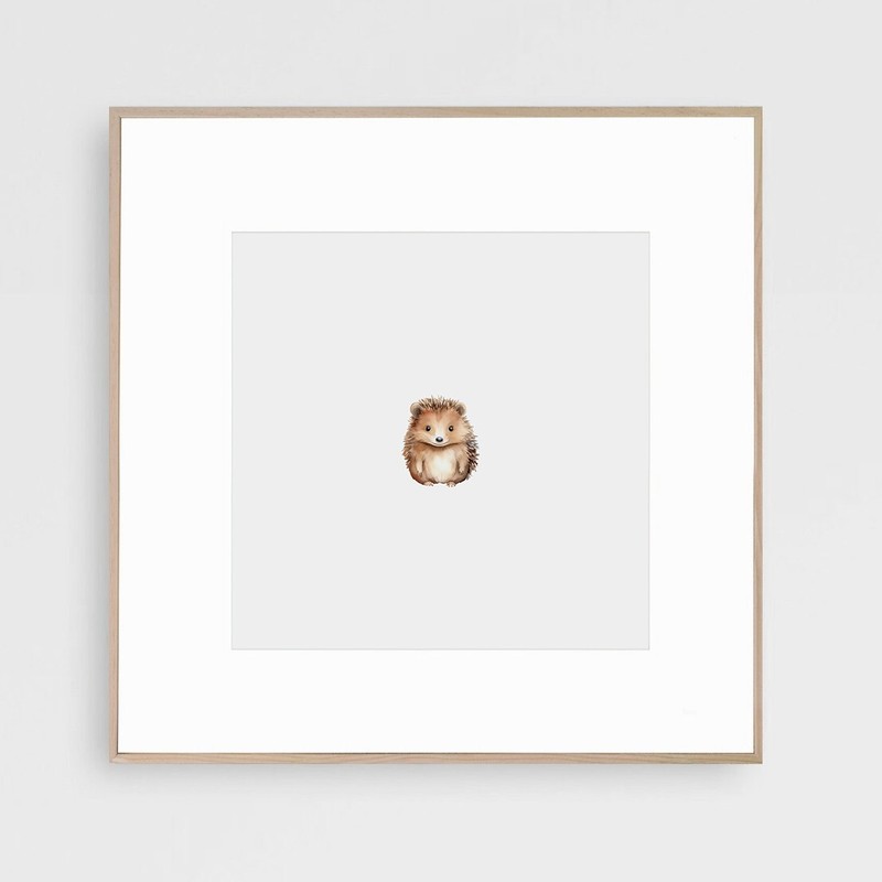 Minimalist Wall Art Cute Hedgehog Miniature Painting Print Autumn Decor