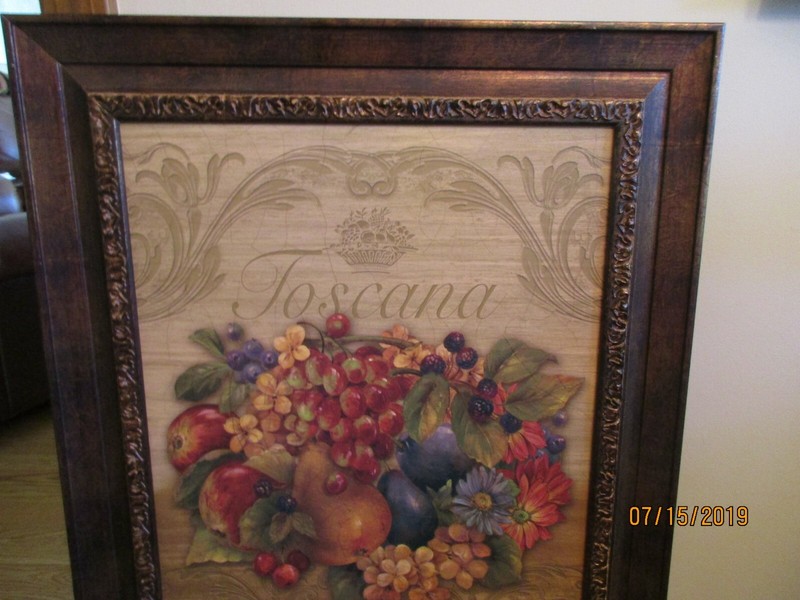 Decorative Art Framed Wall Picture 25" By 21" Toscana Fruit Theme P. Gladding gallery