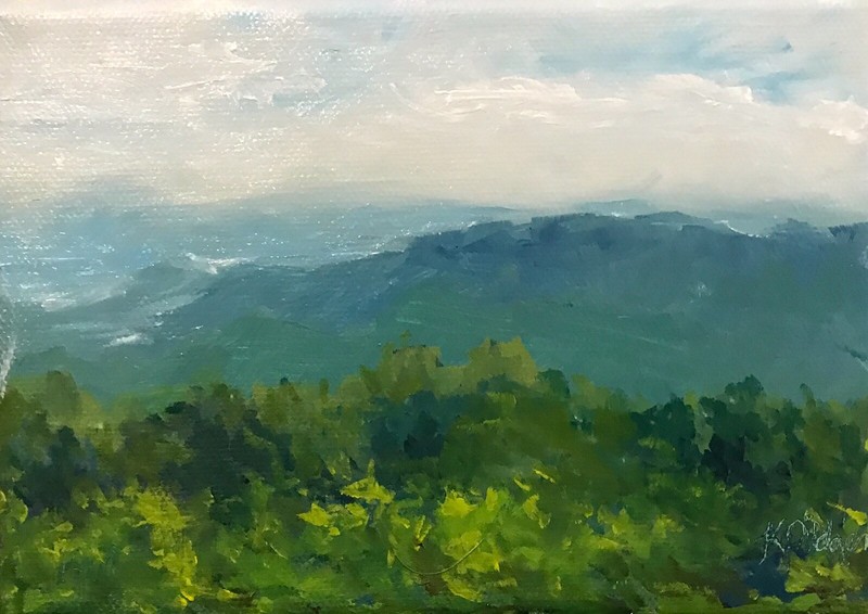 ACEO ATC Signed Art Print “Blue Ridge” Artist Trading Card Appalachian Mountains