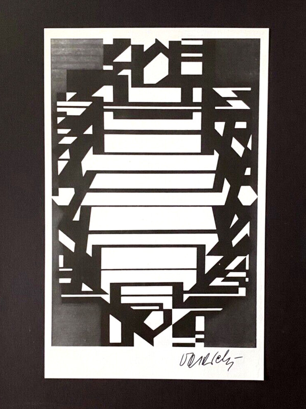 VICTOR VASARELY PRINT FROM 1970 + SIGNED GEOMETRIC ABSTRACT NEW FRAME 14x11in gallery