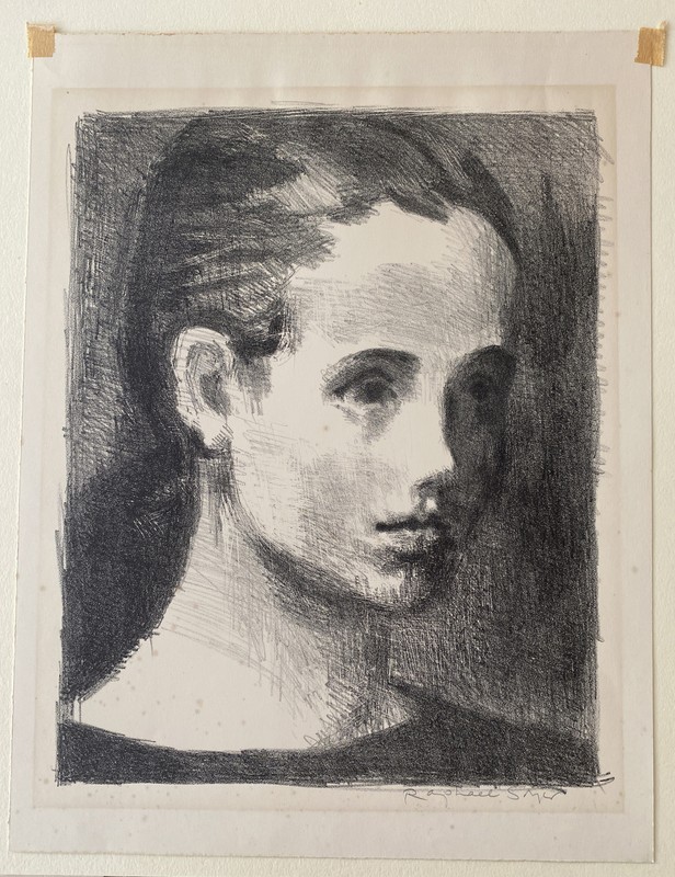 Raphael Soyer (American 1884-1987) "Head of a Girl" 1960 AAA Signed Lithograph gallery