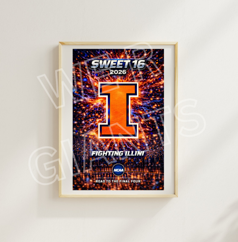 Illinois Fighting Illini Basketball Art Print 11" x 17" (road to final four)