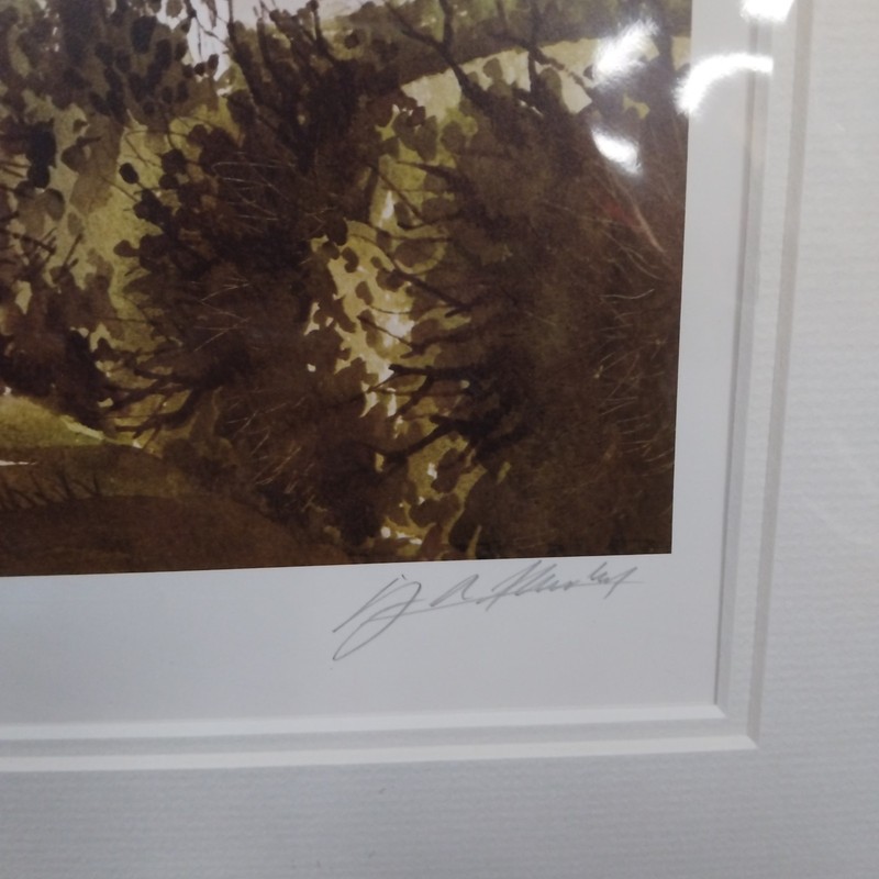 J. R. Hurley Signed Farmhouse Landscape Watercolour Print Mounted 50cm x 38cm gallery