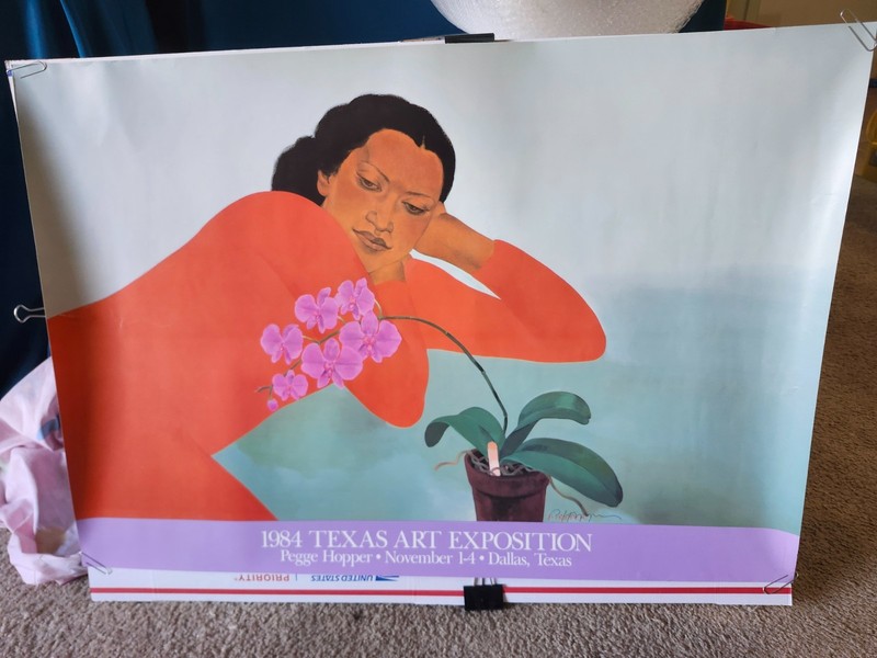 PEGGE HOPPER BUTTERFLY ORCHIDS SIGNED POSTER Dallas 1984 exposition Vintage
