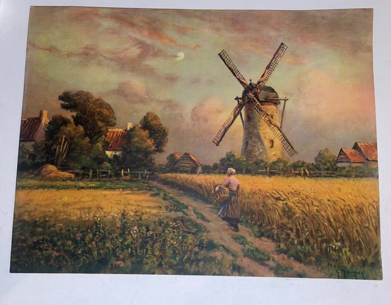 G. Marogicz Windmill Lithograph Large Print 16×21 Inches (GP-2327)