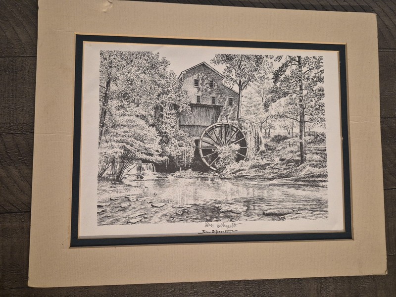 Don Northcutt Framed Print Black Ink Drawing Tennessee Mill Pencil/INK Signature
