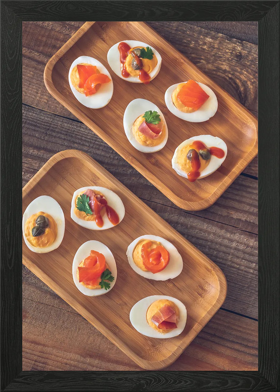Sriracha deviled eggs Framed Wall Art Poster Canvas Print Picture