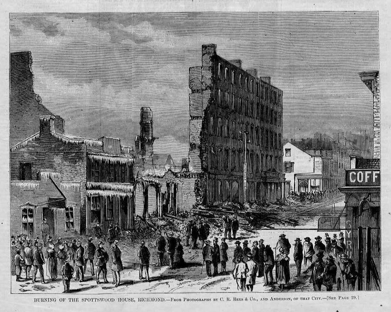 SPOTTSWOOD HOUSE FIRE RICHMOND VIRGINIA 1871 ARCHIVES OF HISTORY DISASTER FIRE