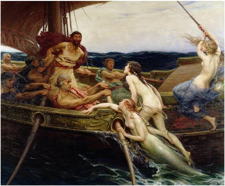 Art Giclee Printed Oil Painting Herbert James Ulysses and the Sirens Home Decor