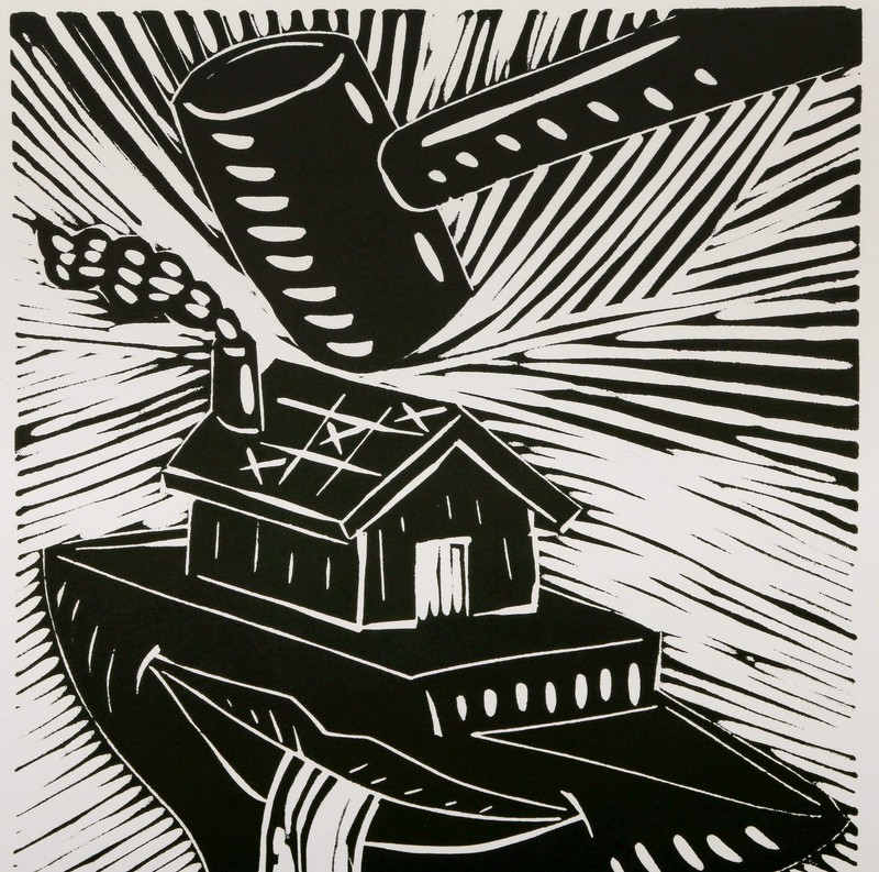 Richard Mock, Anvil, Linocut on BFK Rives, signed, titled, numbered and dated in gallery