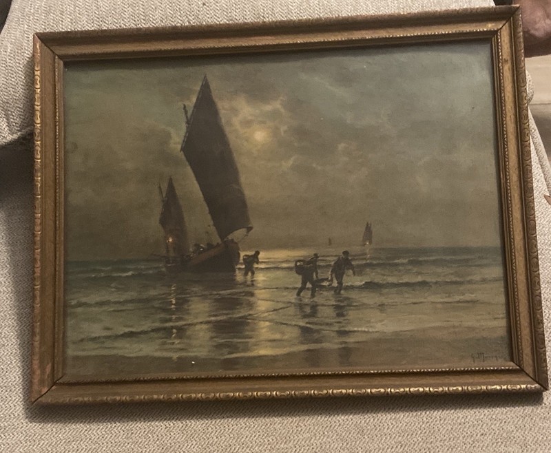 Georges Maroniez «The Fisherman’s Return» 1920s Antique Litho Print
