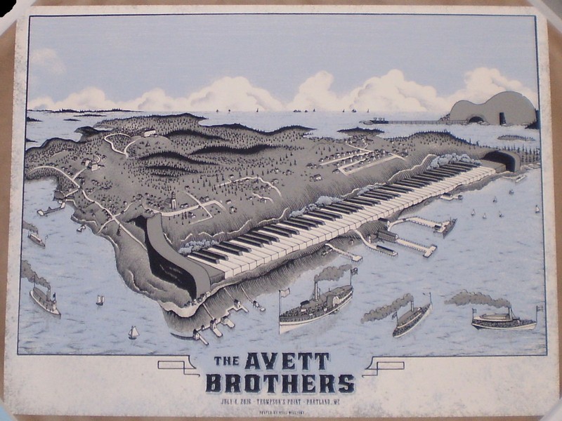 The Avett Brothers 7/4 2016 Portland ME Print Poster Neal Williams Signed #d/250
