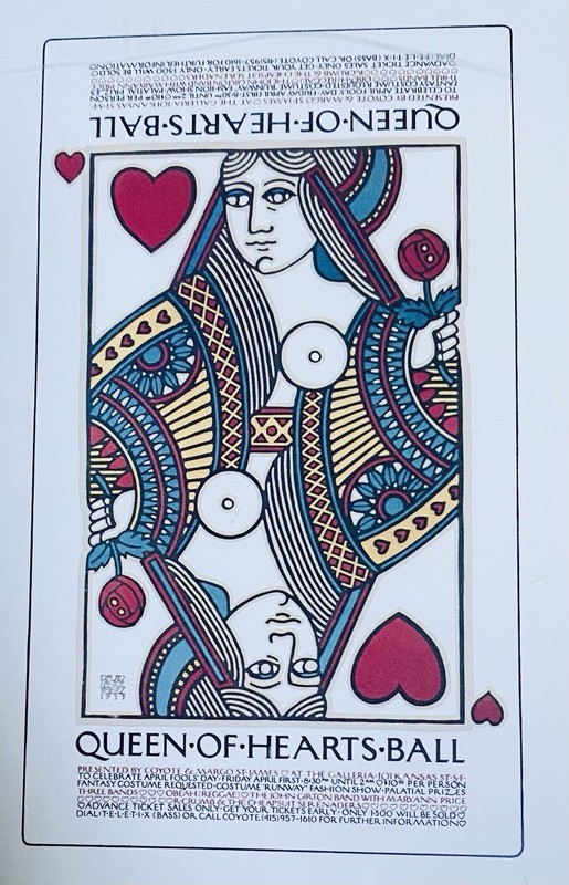 Vtg 1977 David Lance Goines Queen of Hearts Litho Art Print 8×10 Matted Sealed