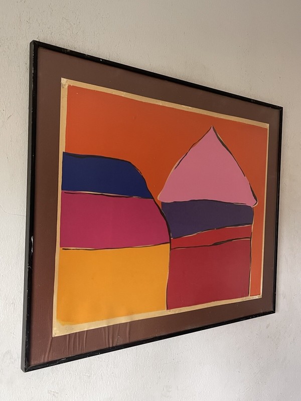 FANTASTIC VINTAGE MID CENTURY MODERN ABSTRACT LITHOGRAPH OLD CUBISM CUBIST 1968 gallery