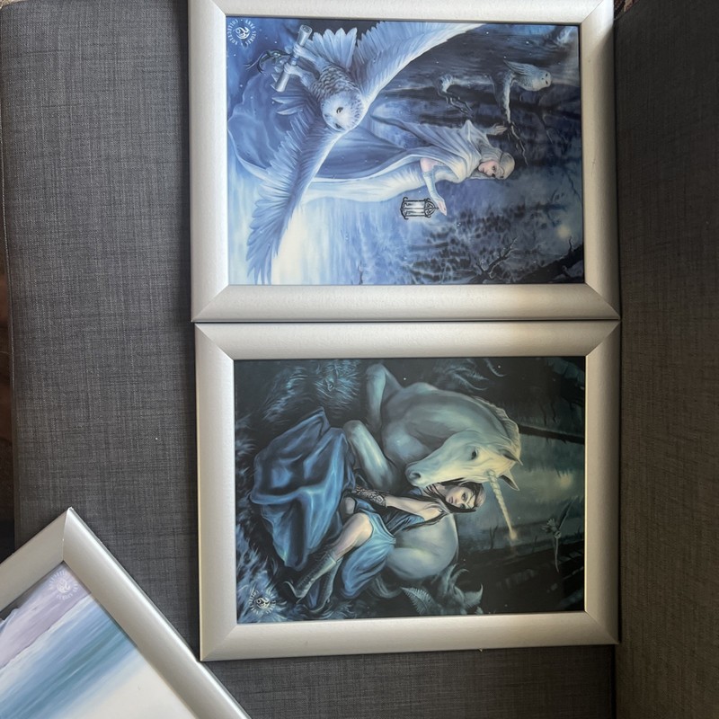 3 X 3d Framed Pictures By Anne Stokes Night Messenger Angels