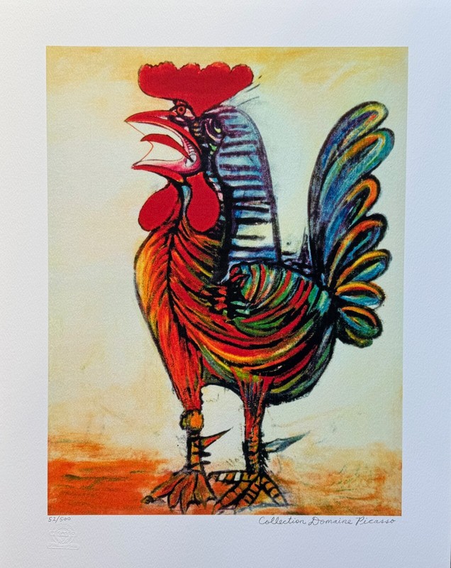 Pablo Picasso ROOSTER LE COQ Estate Signed Limited Edition Giclee Art 26" x 20" gallery