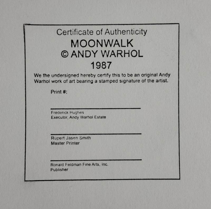 ANDY WARHOL- "Moonwalk"- Trial Screenprint- Lt. Purple-Diam.Dust-Museum Quality gallery