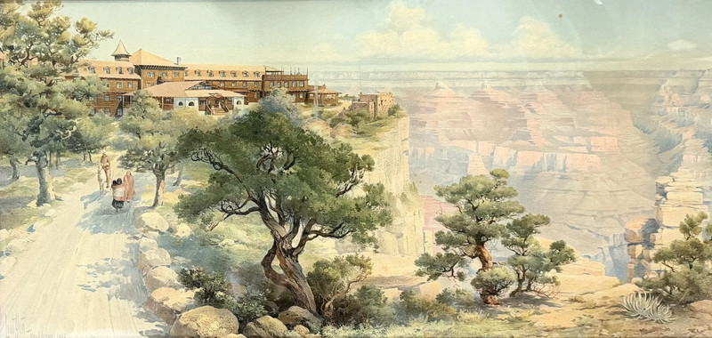 Early 20th c Railroad Chromolithograph of El Tovar Hotel, Grand Canyon, Arizona gallery