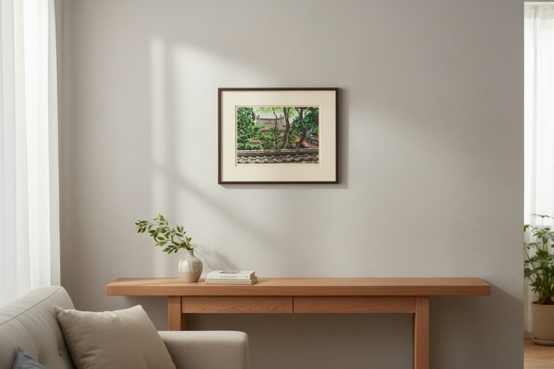 MASAO IDO Byodo-in Temple Woodblock Print 1993 Signed ED 84/200 Framed gallery