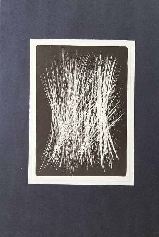 Hans Hartung "L 102" Mounted b/w Lithograph 1973 PlateSigned