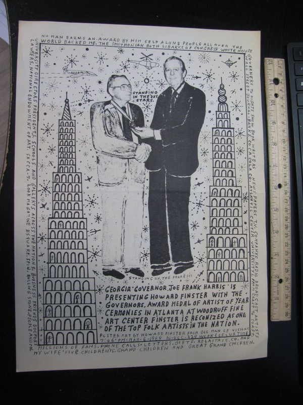 Howard Finster Halftone Poster 15″ x 11″ Governor’s Award 1989