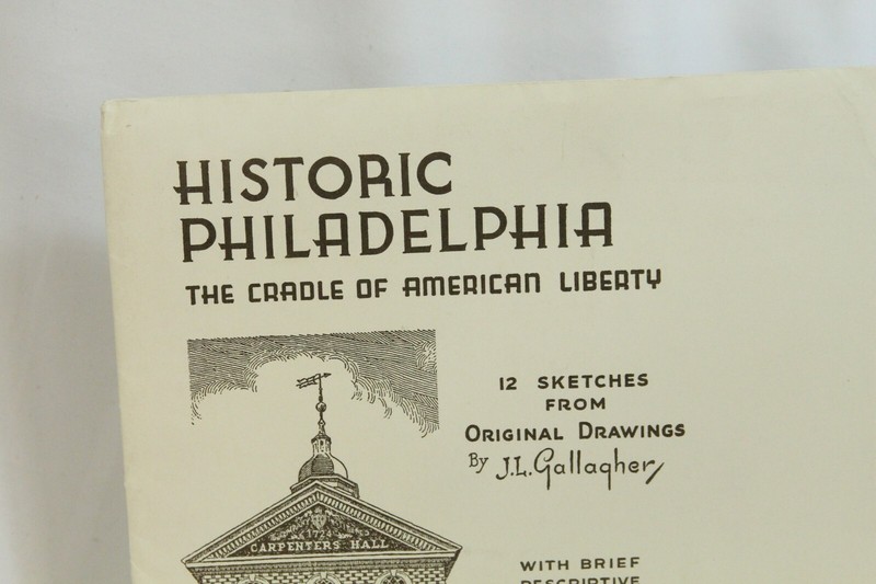 7 Historic Philadelphia Drawings J L Gallapher 9″ x 12″ Church Independence Hall