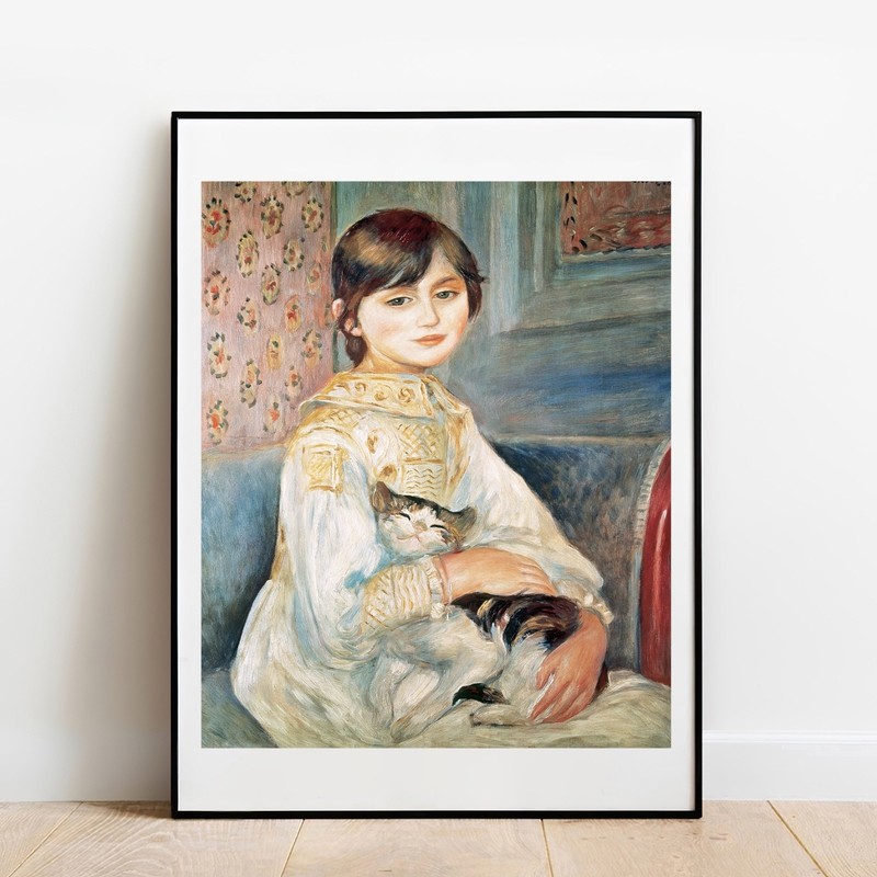 Art print Renoir Julie Manet with cat Art poster vintage wall Art cat print