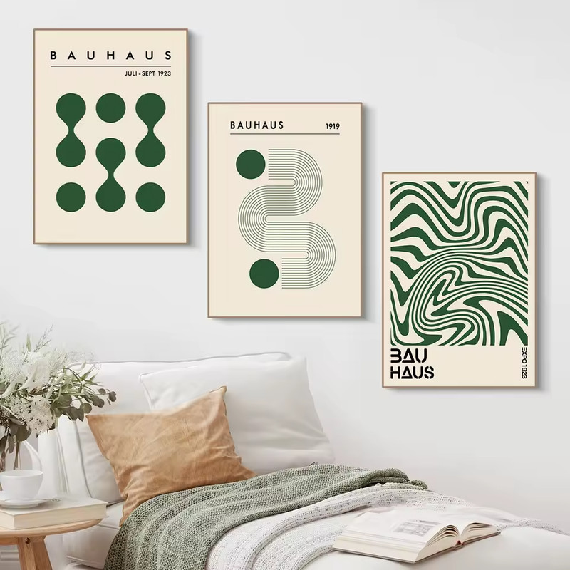 Set of 3 Bauhaus Art Canvas Print Abstract Geometric Minimalist 20×30  30x40 cm gallery