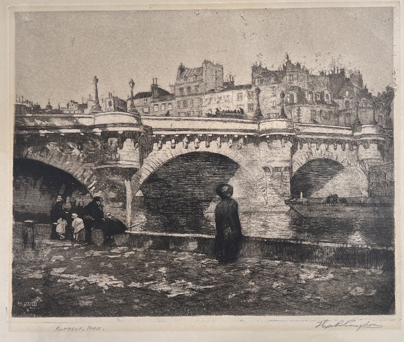 Thomas R. Congdon (American, New York 1859-1917) Pont Neuf Paris Signed Etching