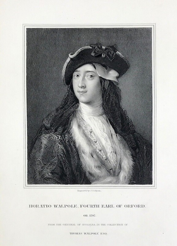 Portrait Horatio Walpole Fourth Earl of Orford original engraved 1836