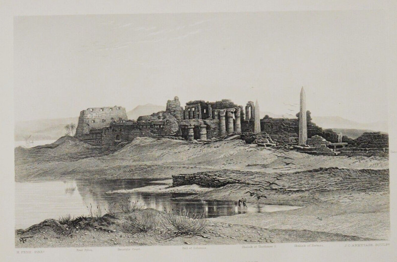 TEMPLE OF KARNAK - PALESTINE- ISRAEL Antique Engraving 1881