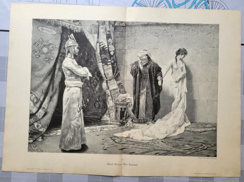ART PRINT Slave trade, old Arab has bought a young girl in the slave market 450