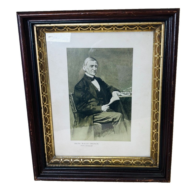 Vintage Portrait Of Ralph Waldo Emerson Set In Deep Well Frame