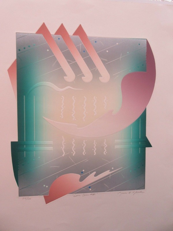 BRUCE R. BLEACH – «LUNE DEMI III» AQUATINT ETCHING EMBOSSED HAND SIGNED AND #’ED