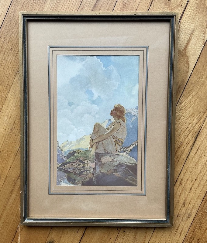 Maxfield Parrish “Morning” House Of Art, N.Y. Antique 15×11 Frame – 6×9 Image