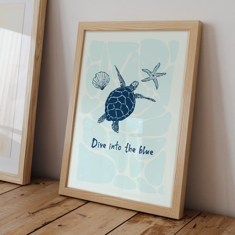 Into The Blue Sea Turtle Wall Art Print, Ocean Wall Decor, Sea Life Print gallery