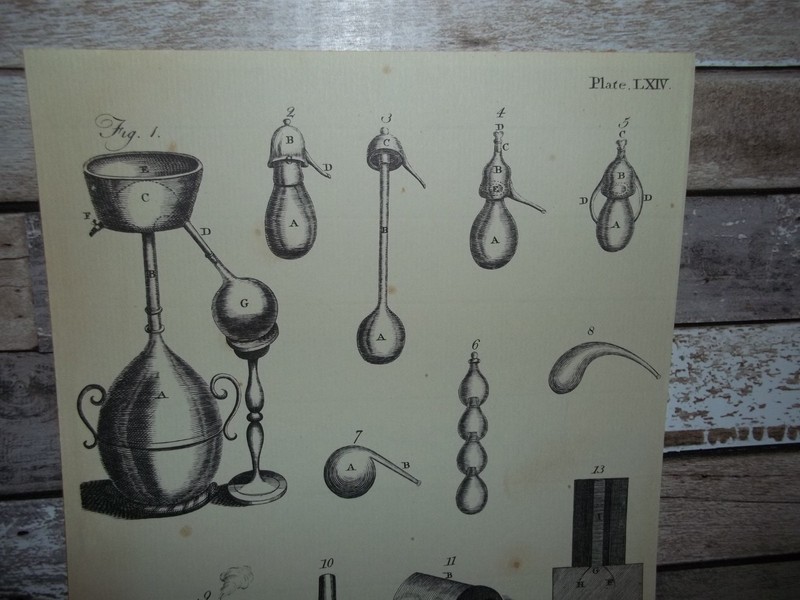 Antique Engraving Print Chemical Vessels 18th-19th Century Andrew Bell Original gallery