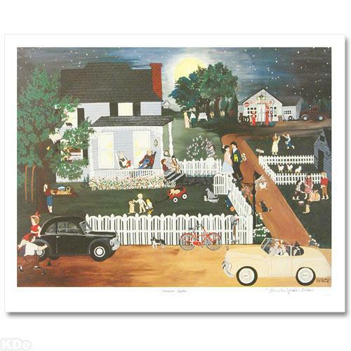 SUMMER NIGHTS by Deneille Moes Folk Art Signed Numbered Ltd Ed Lithograph
