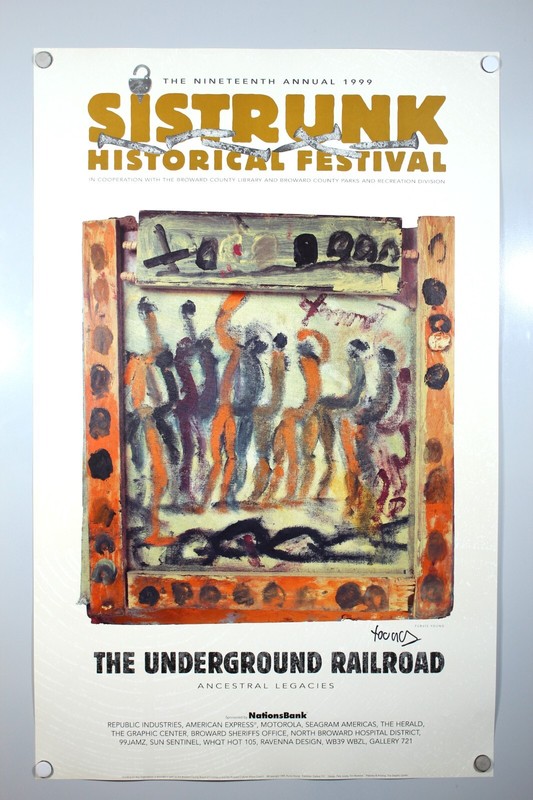 Purvis Young SIGNED Poster-Underground Railroad Ancestral Legacies (A04-B14)