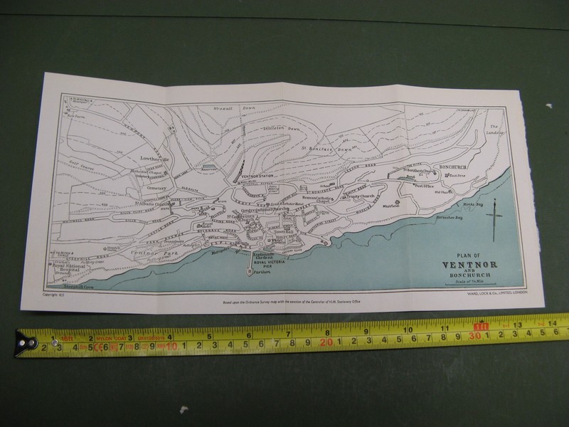 100% ORIGINAL VENTNOR TOWN PLAN ISLE OF WIGHT MAP C1960/S RAILWAY WARD LOCK