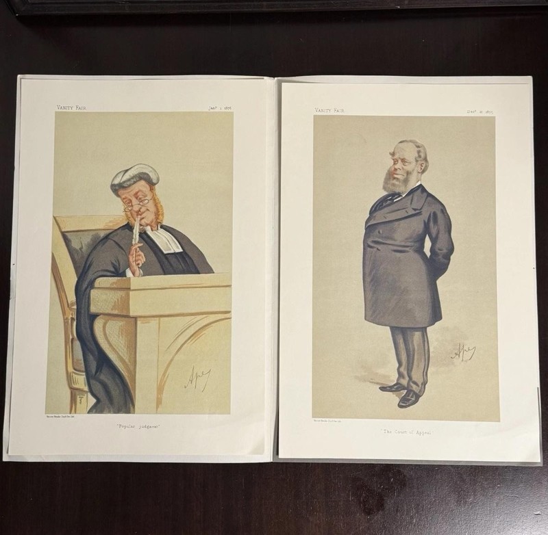 Vintage Vanity Fair Lithograph Set Popular Judgment Court Appeal 1875 Signed