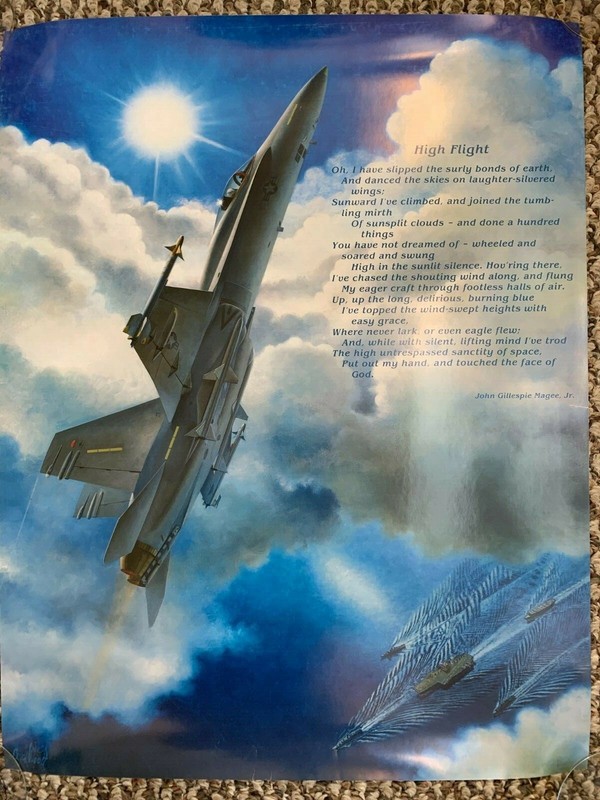 F/A-18 Hornet High Flight Aviator Poem Poster 17 X 22 F-18 Frame Quality 